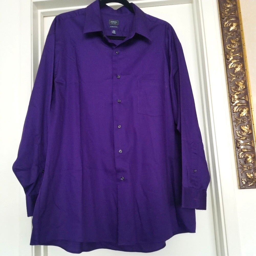 ARROW Classic fit long sleeve Purple dress shirt size 17.5 32/33.